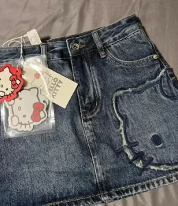 Saia Jeans Hello Kitty